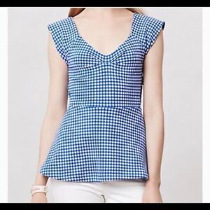 Anthropologie | Deletta Neo Gingham Crossback Peplum top, Medium
